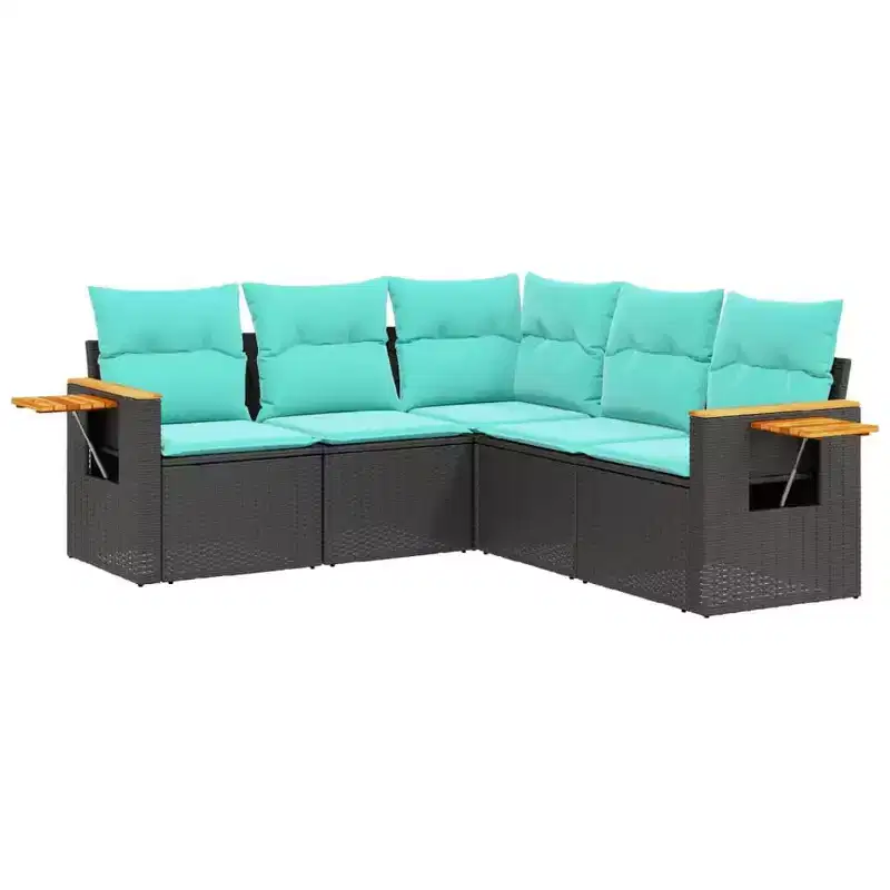 vidaXL Patio Sofa Set Black, Blue