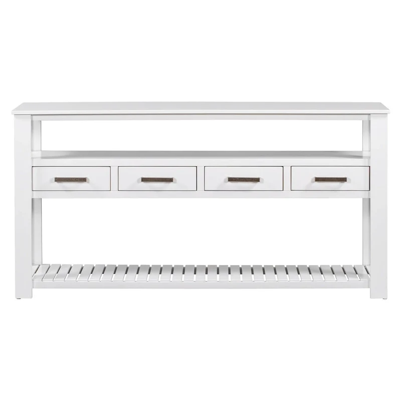 62.2 Modern Console Table with 4 Drawers and 2 Shelves