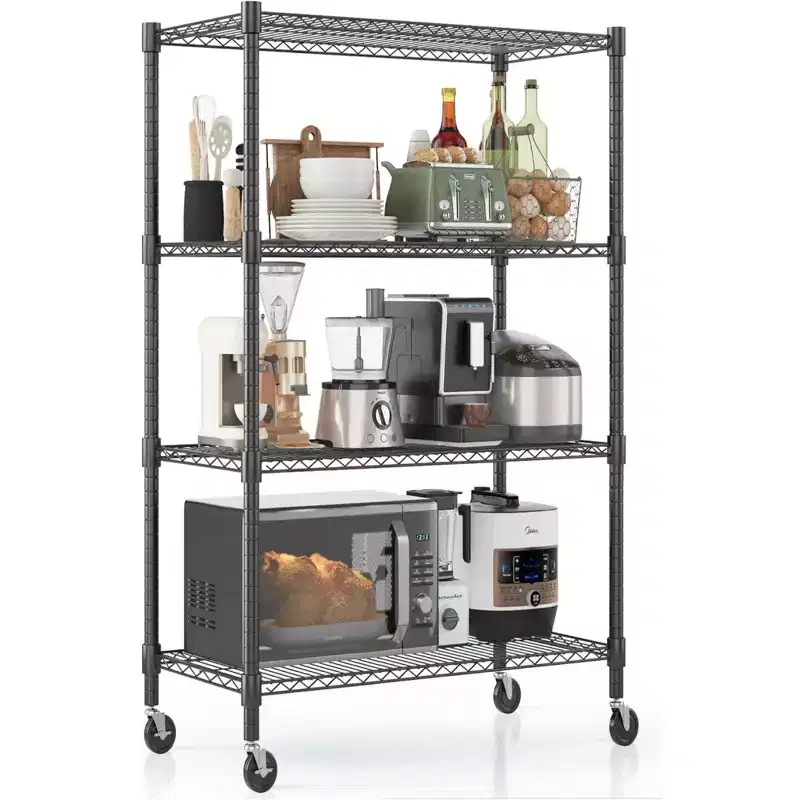 Homdox 36Wx18Dx72H Heavy Duty 4-Tier Metal Wire Shelving Unit 1600LBS Load Storage Shelves with Wheels for Garage Kitchen