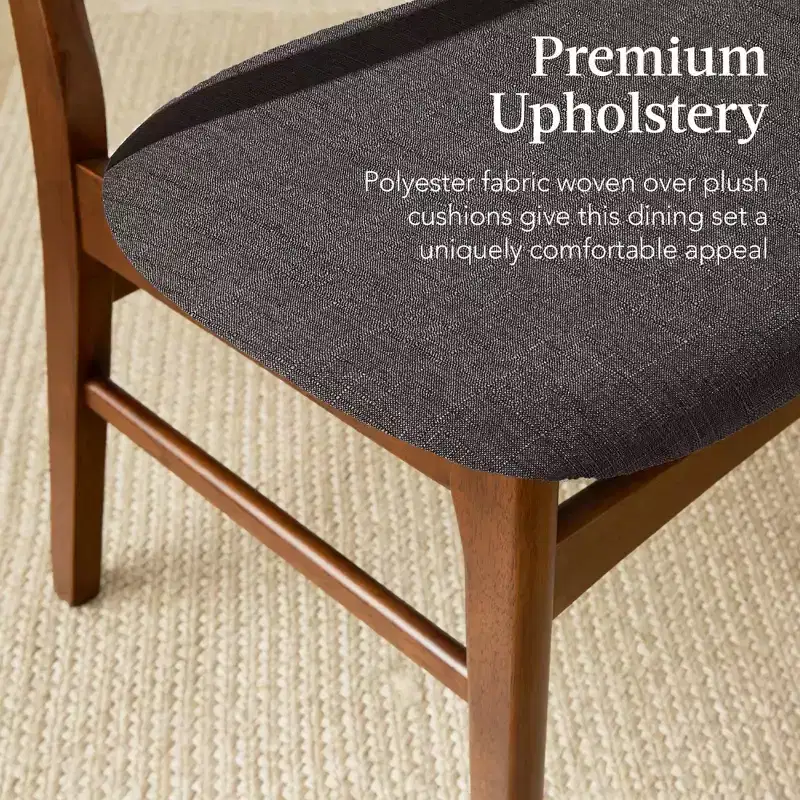 Best Choice Products 7-Piece Mid-Century Modern Upholstered Dining Set, Wooden Table w/ 6 Chairs