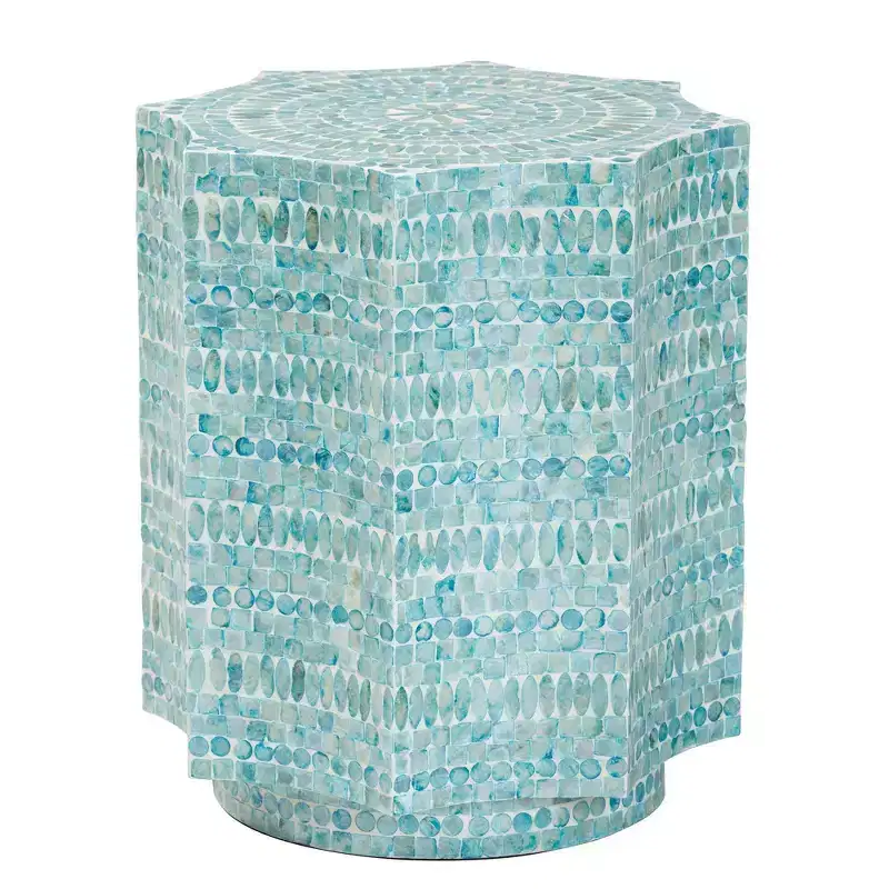 Mother of Pearl End Table | Bohemian Octagon Top, No Assembly