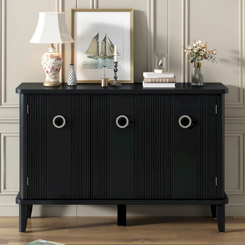 Simple and Atmospheric Solid Wood Veneer Fraxinus Mandschuric Cabinet