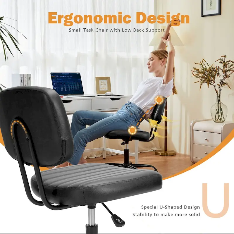 Low Back Task Chair Small Home Office Chair with Wheels