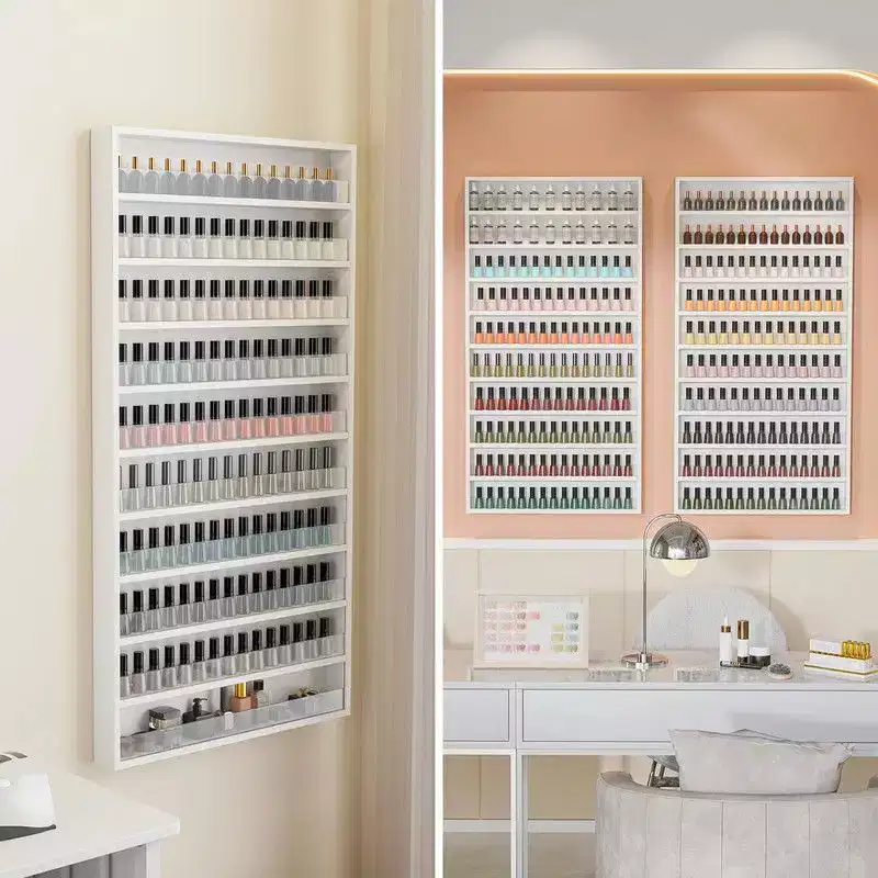 MDF Wall-Mount Nail Polish Organizer Rack 10-Tier 22