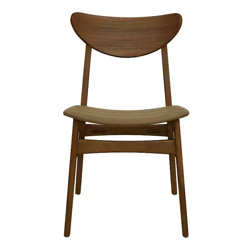 Christopher Knight Home Reed Mid-Century Modern Rubber Wood Faux Leather Upholstered Dining Chairs (Set of 2)