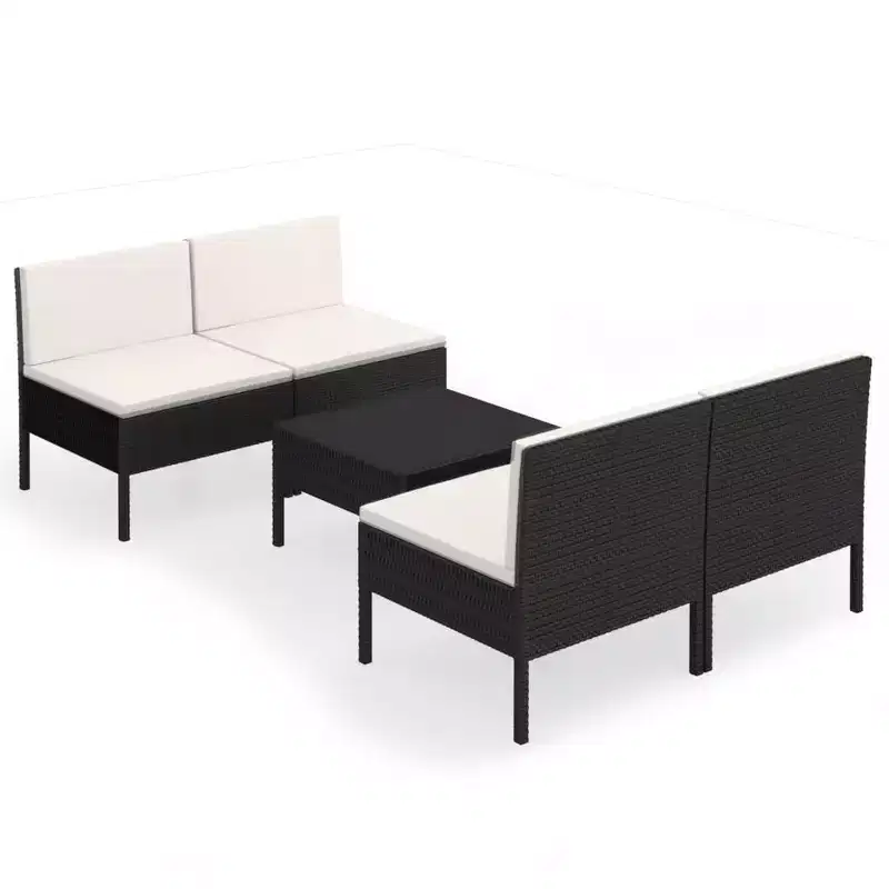 vidaXL Garden Lounge Set Patio Sectional Sofa Couch Outdoor Poly Rattan Black