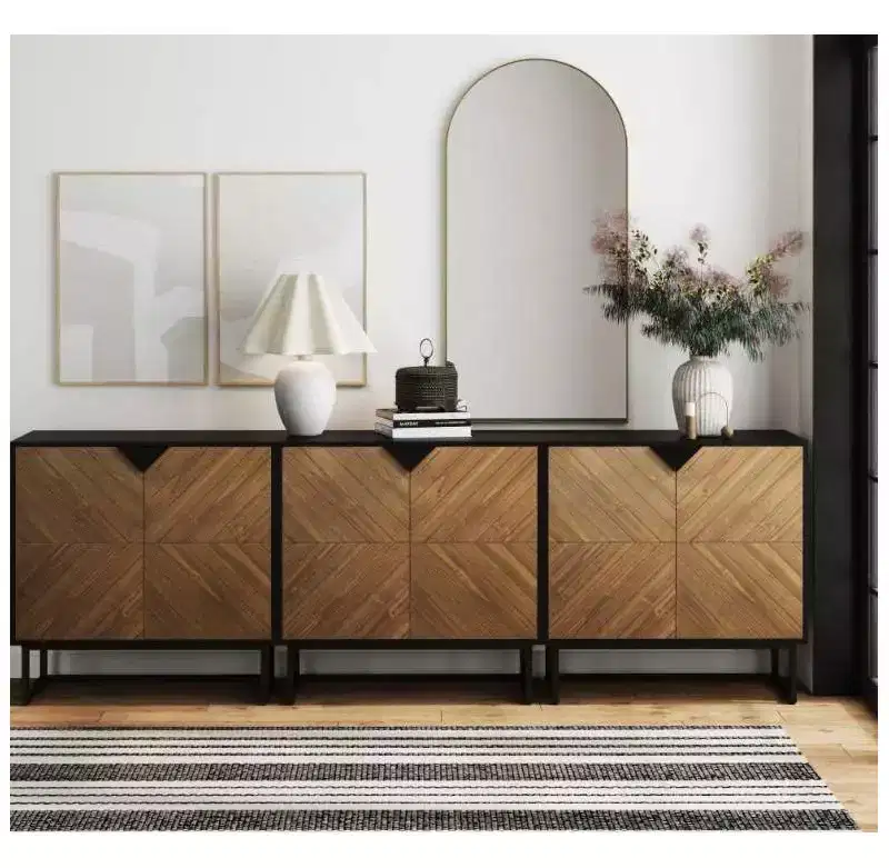 Nathan James Set of 3 Enloe Console Table with Wood Doors Black