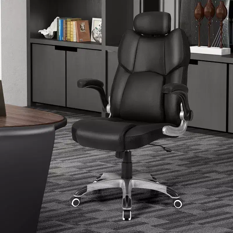 Costway Kneading Massage Office Chair Height Adjustable Swivel Chair with Flip-up Armrests