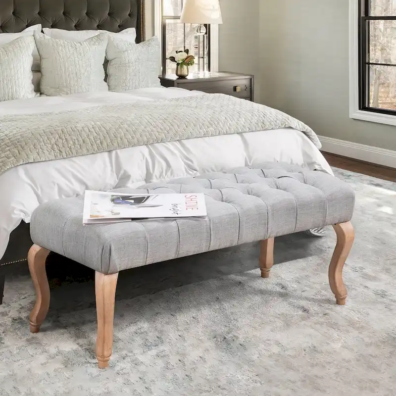 AVAWING Upholstered Tufted Ottoman Bench Accent Entryway Bench