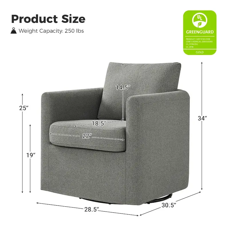 Erkenbald Modern 360-Degree Swivel Chair with Removable Slipcover by HULALA HOME