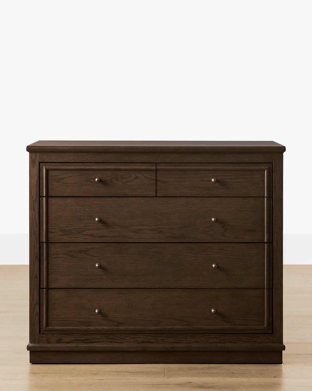 Classic English Oak Dresser with Antique Brass Pulls for Bedroom