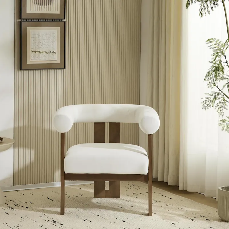 Gilbert Modern Upholstered Round Arm Accent Chair by Christopher Knight Home