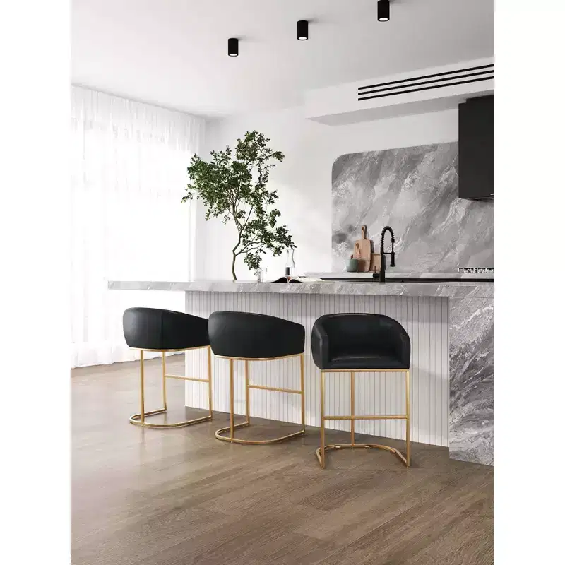 Louvre Counter Height Barstools Black/Titanium Gold