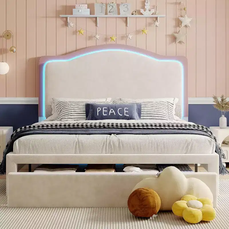 LED Bed Frame with Charging Station – 50
