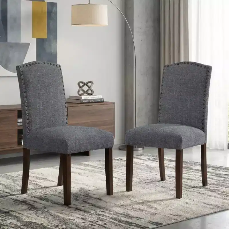 Gray / Taupe Modern Classic Armless Dining Chair, High Back, Set of 2
