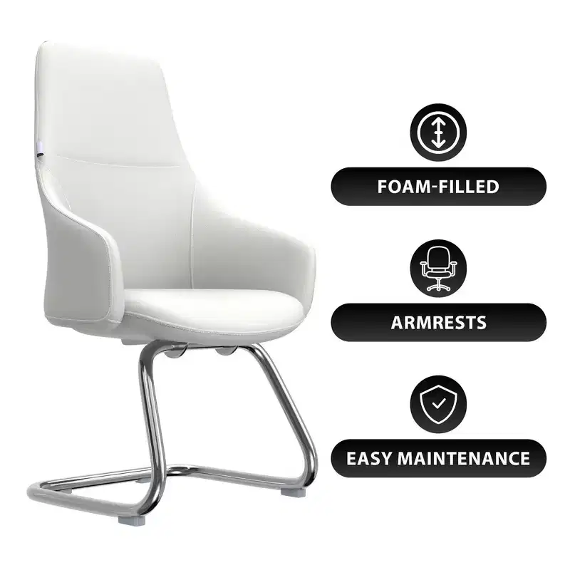 Ergonomic Faux Leather Office Chair Iron Sled Base Adjustable Height 330 lbs Capacity