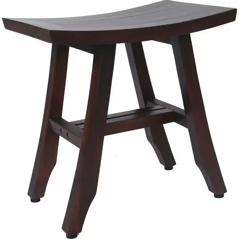 18 Dark Brown Teak Rectangular Shower Bench