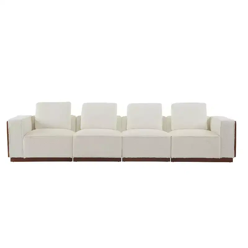 Christopher Knight Home Evelyn 4 Seater Upholstered Modular Sofa with Pillows, Beige/Brown