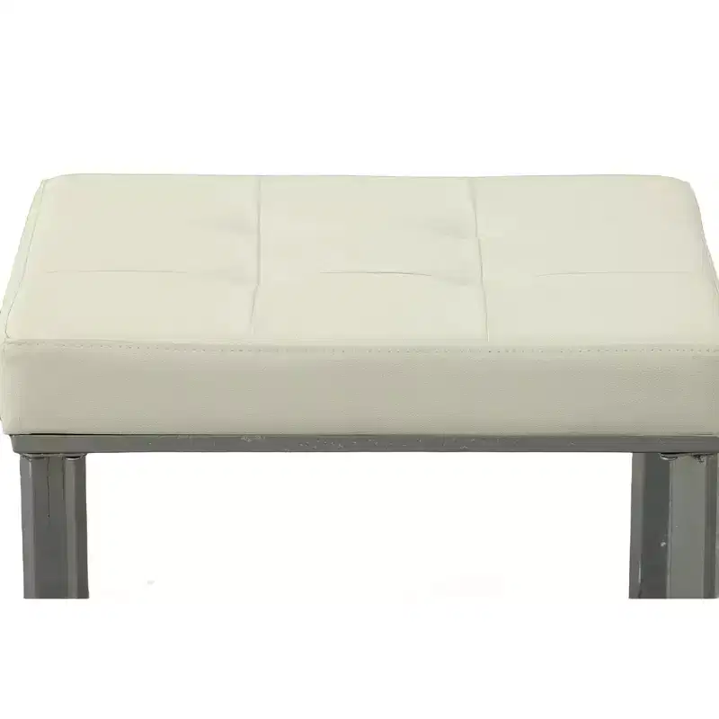 Carolina Living Julia Vanity Bench White/Chrome: Chrome X Base, Padded, Modern Design