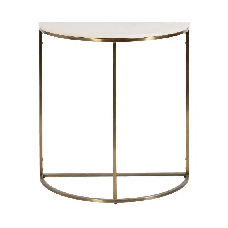 Half-Circle Marble Console Table, 28x14x30, White