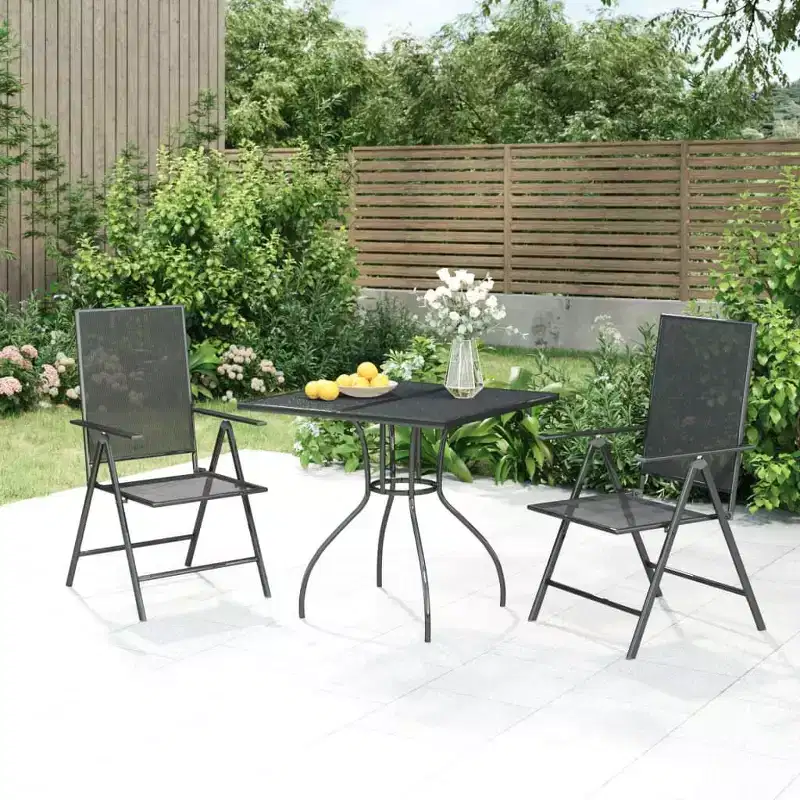 vidaXL Modern Anthracite Steel Patio Dining Set