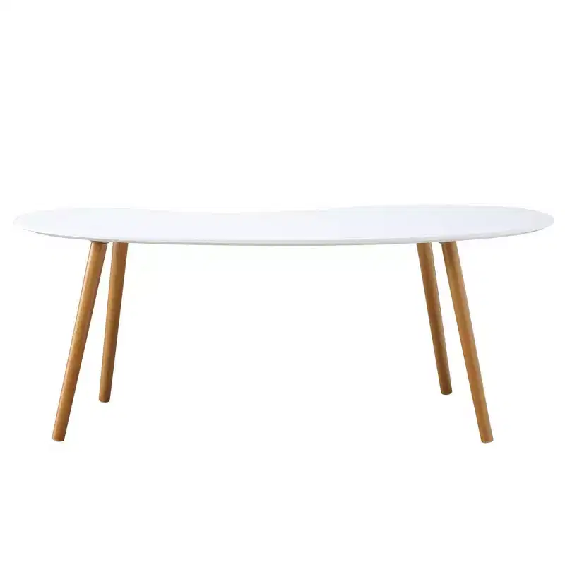 Oslo Bean Shaped Coffee Table White/Bamboo - Breighton Home