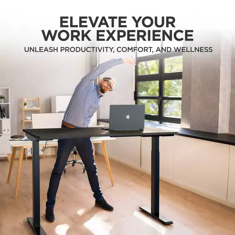 60"x30" Electric Standing Desk with Adjustability ( 27.2"-45.3") Black Bamboo Black - Uncaged Ergonomics
