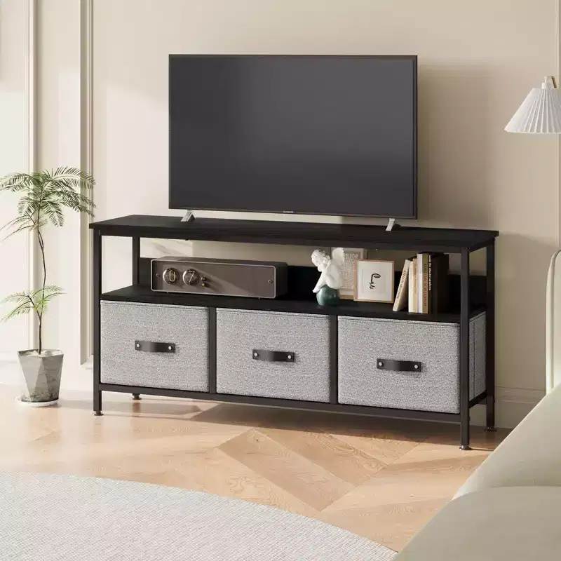 55 Inch TV Stand for Living Room, TV Stand with 3 Drawers, Compact Entertainment Center with Storage Solutions