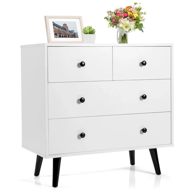 4-Drawer Storage Dresser Chest, Engineered Wood with Metal Hardware, 32