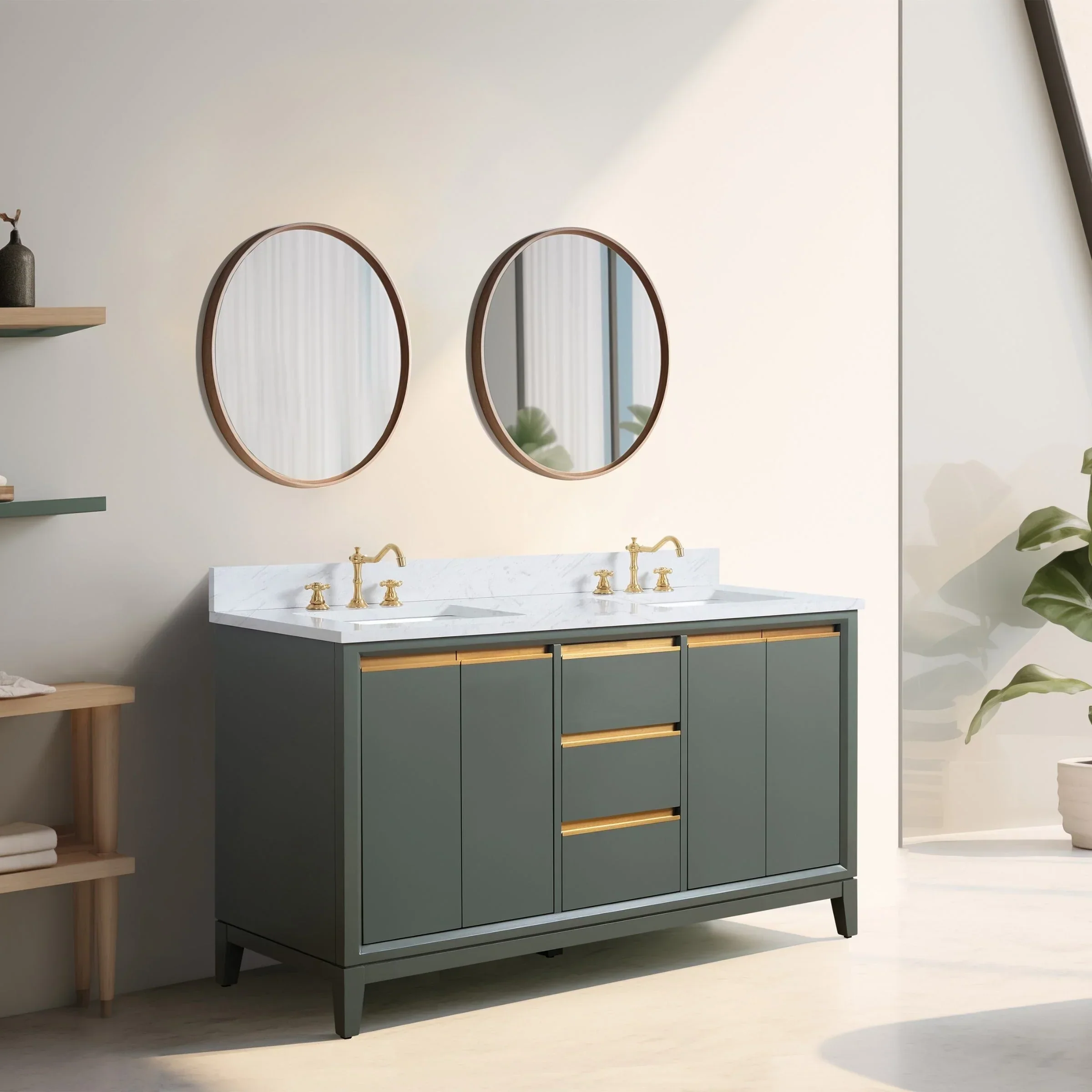 Vanity Art Bathroom Vanity with Ceramic Sink and Engineered Marble Top