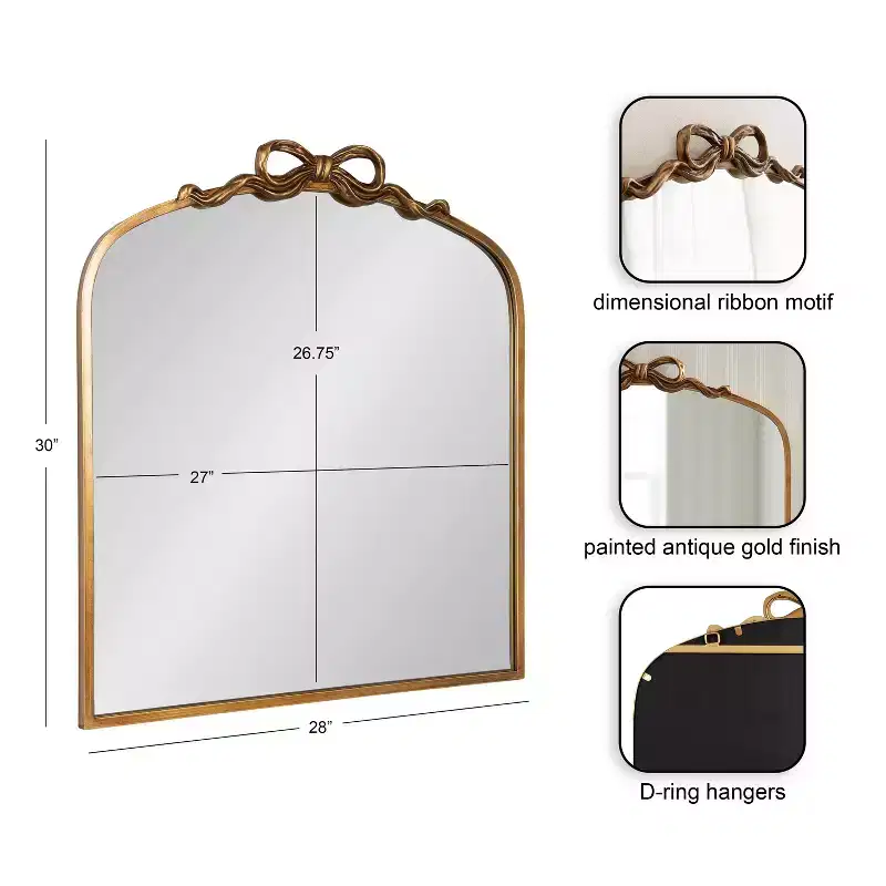 Kate and Laurel Arendahl Ribbon Arched Mirror, Gold, 28x30