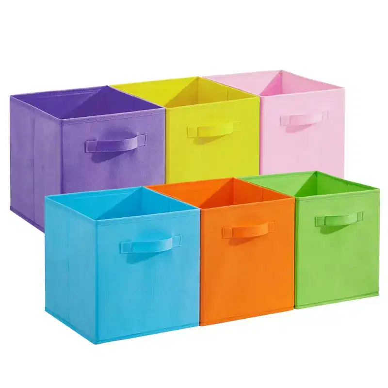 12-Pack Foldable Storage Bins with Handles, Non-Woven Fabric Organizer Boxes in Macaron Colors for Home, Closet, Kids Room