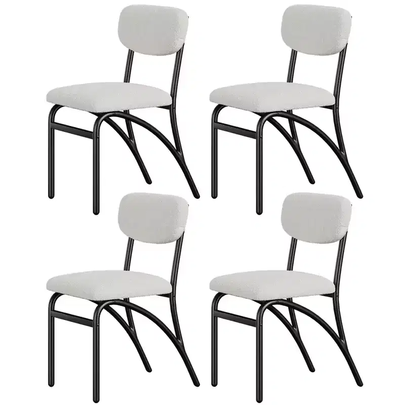 Boucle Dining Chairs Set of 4, Modern Kitchen Chairs with Arched Metal Legs, 300LBS Capacity for Dining Room & Living Room