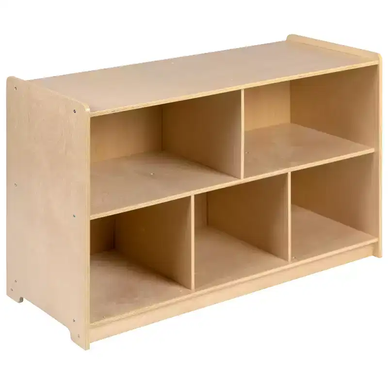 Flash Furniture Wooden School Classroom Storage Cabinet/Cubby for Commercial or Home Use - Safe, Kid Friendly Design (Natural)