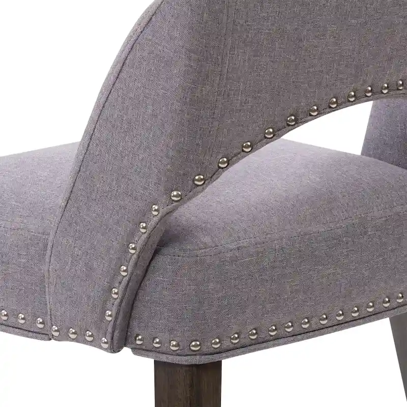 Mid-Century Modern Upholstered Dining Chair with Nail Head Trim, Set of 2