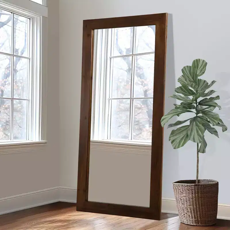 PexFix 31 in. W x 71 in. H Full-Length Rectangular Solid Wood Framed Wall Mirror in Walnut