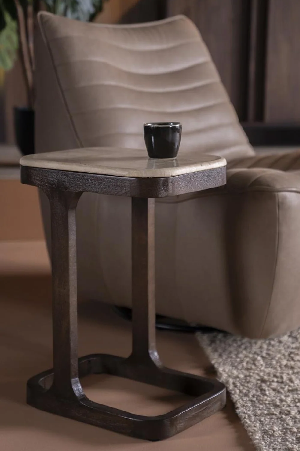 Travertine End Table