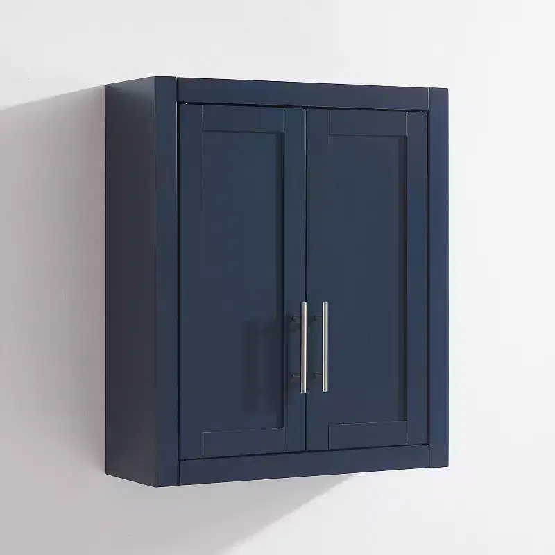 Crosley Savannah Wall Mounted Storage Cabinet Navy Blue