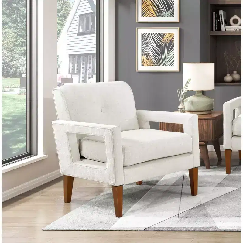 GDFStudio Mason Modern Chenille Upholstered Armchair with Removable Cushion