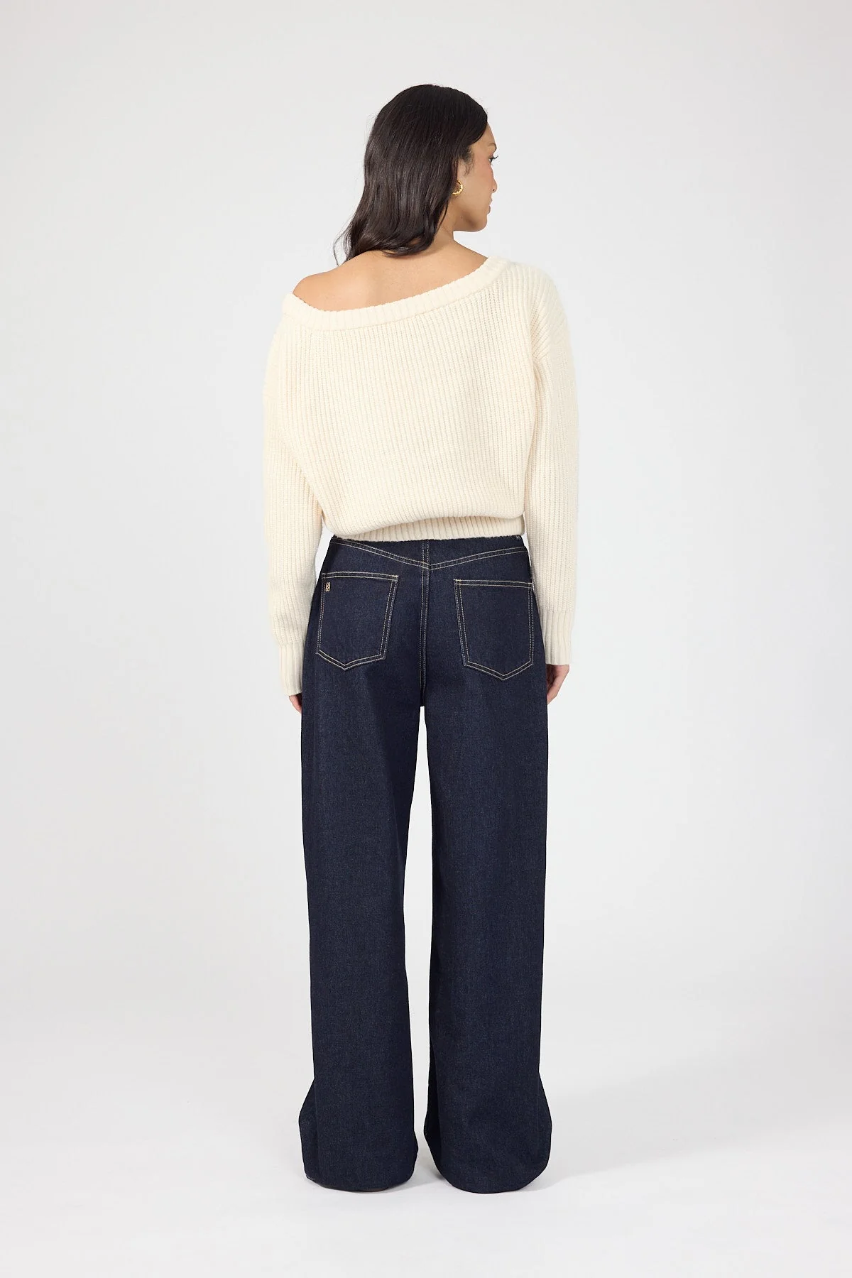 Off Shoulder Knit Jumper Cream