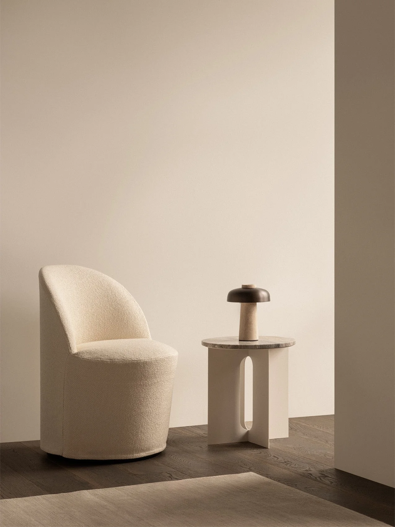 Club Chair with Swivel and Loose Cover Cotton-Wool Boucl
