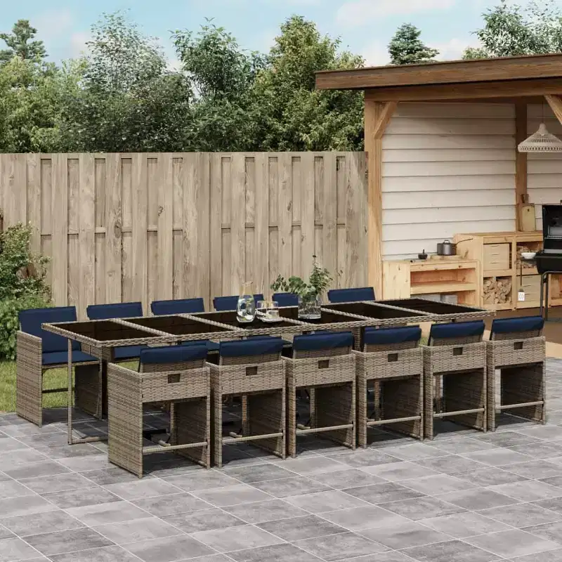 vidaXL Patio Dining Set Set of 12 Gray