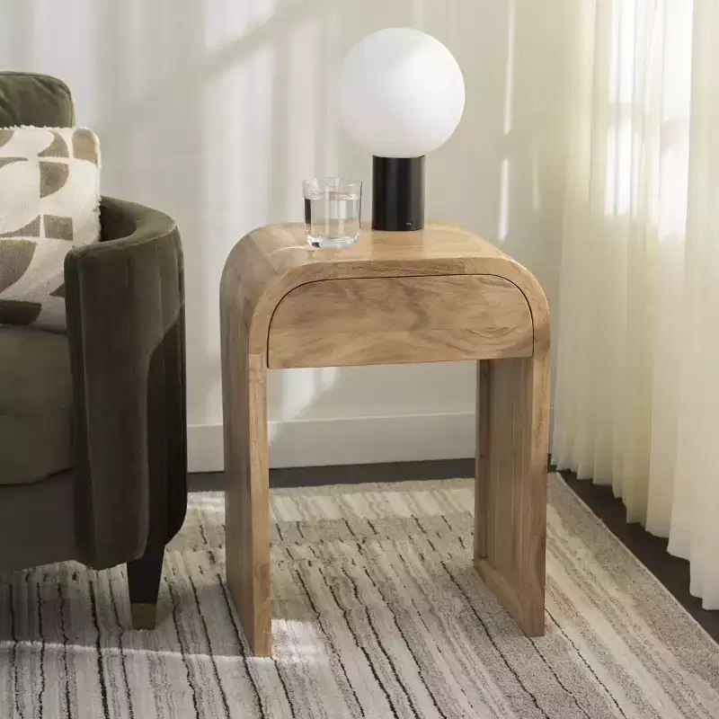 Acacia Wood Side Table 22.5''H x 17''W x 14''D