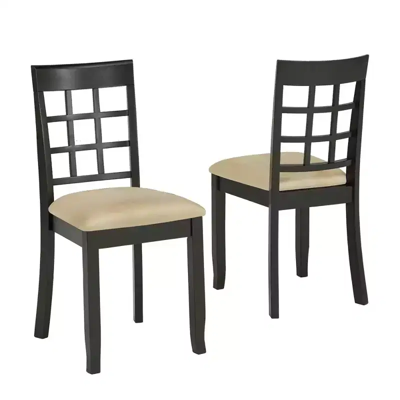 Black/Beige Armless Dining Chair, Curved Back, Set of 2