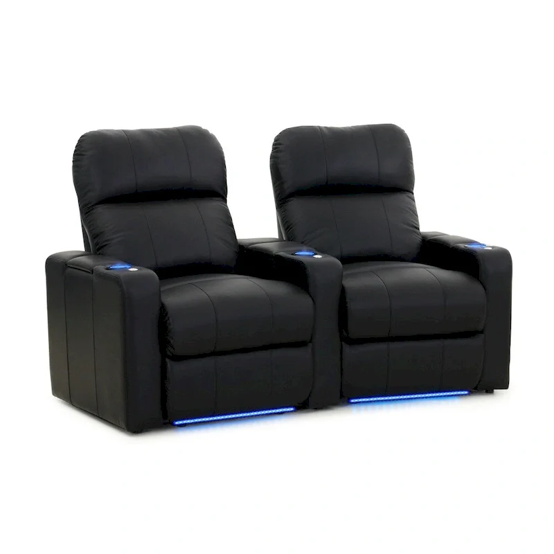 Power Leather Home Theater Seating Set — Row of 2