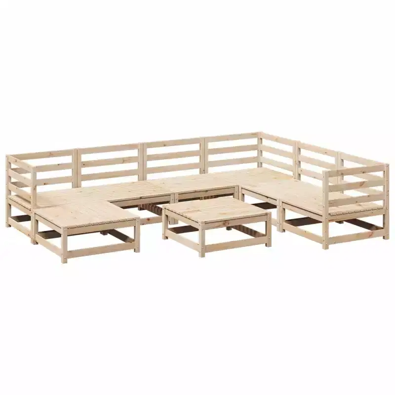 vidaXL Patio Sofa Set Modular Sofas and Outdoor Stools 8 Piece Solid Wood Pine