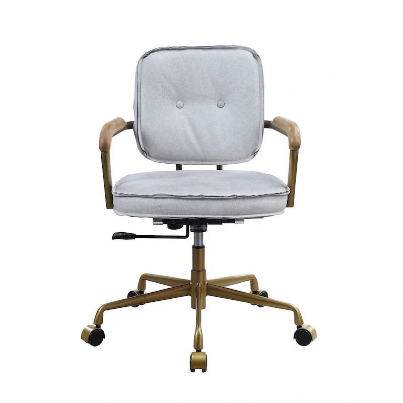 Vintage Faux Leather Office Chair with Button Tufting and Swivel Base