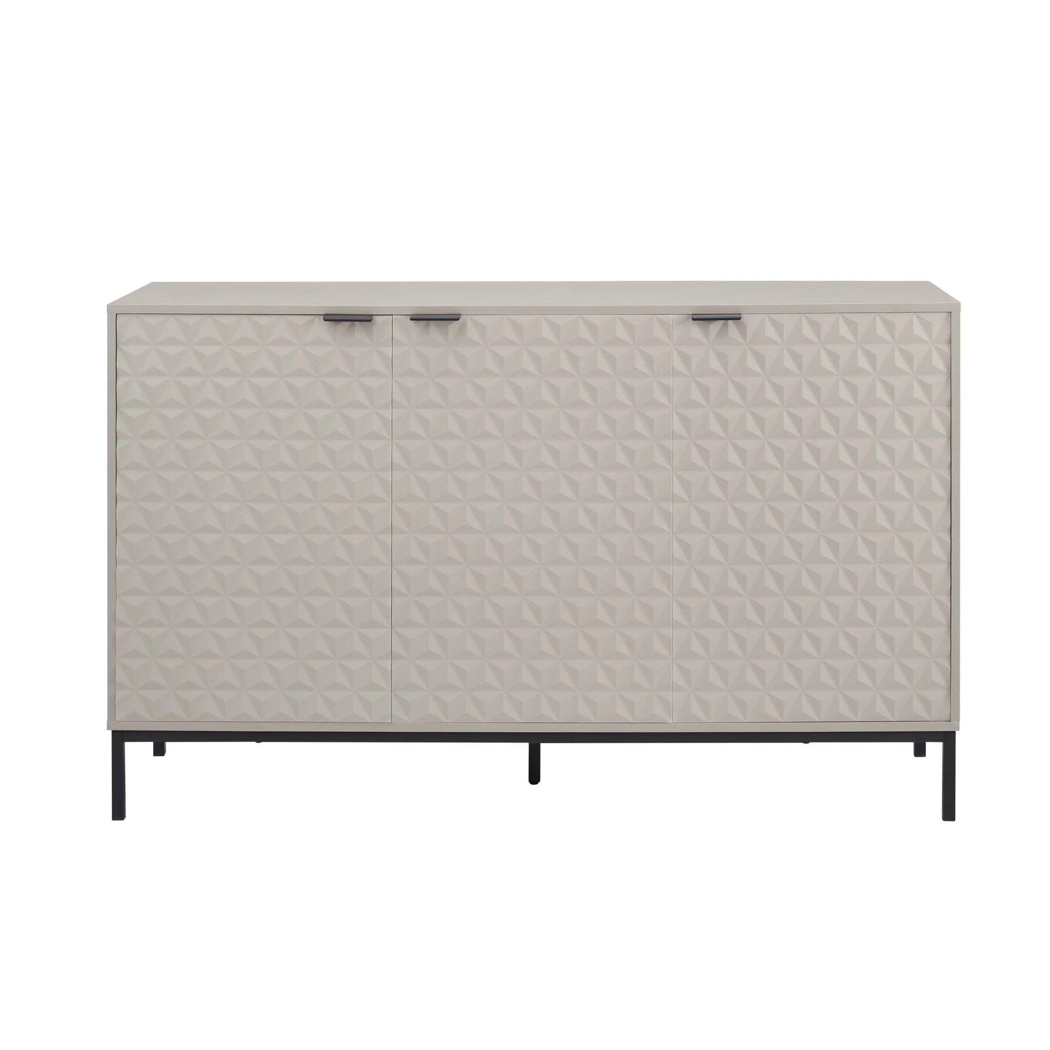 Contemporary Taupe Painted Sideboard with Geometric Pattern for Living Room