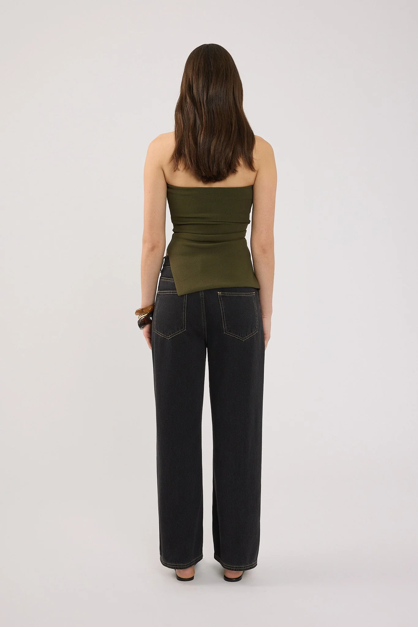 Strapless Knit Top Khaki