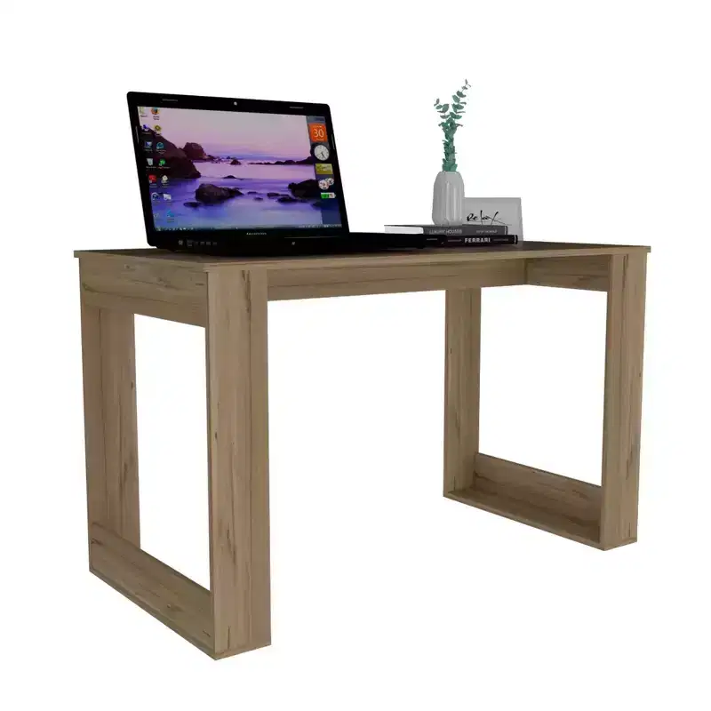 47.5 Inch Ergonomic Computer Desk Wood Laminate Brown